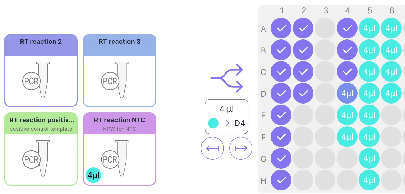 Experiment execution interface with pipetting map and timer tools