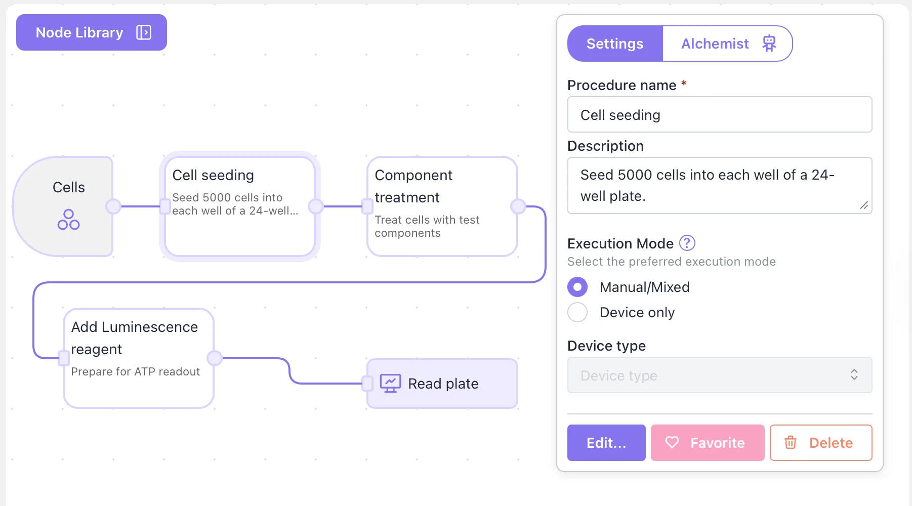 Qvios workflow builder interface showing protocol blocks