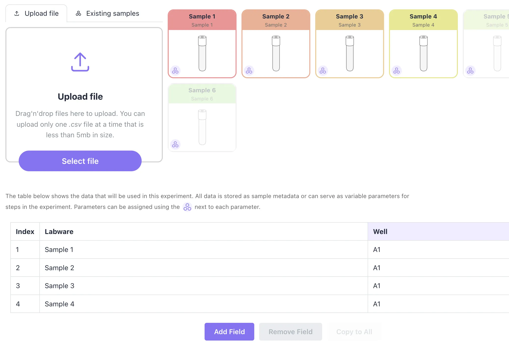 sample data input window